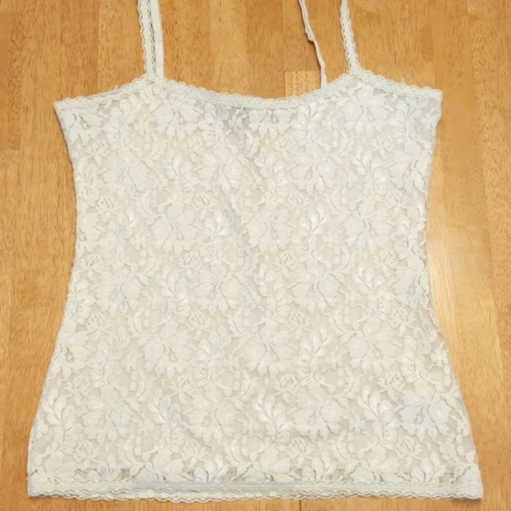 White House Black Market Ivory Floral Lace Camisole